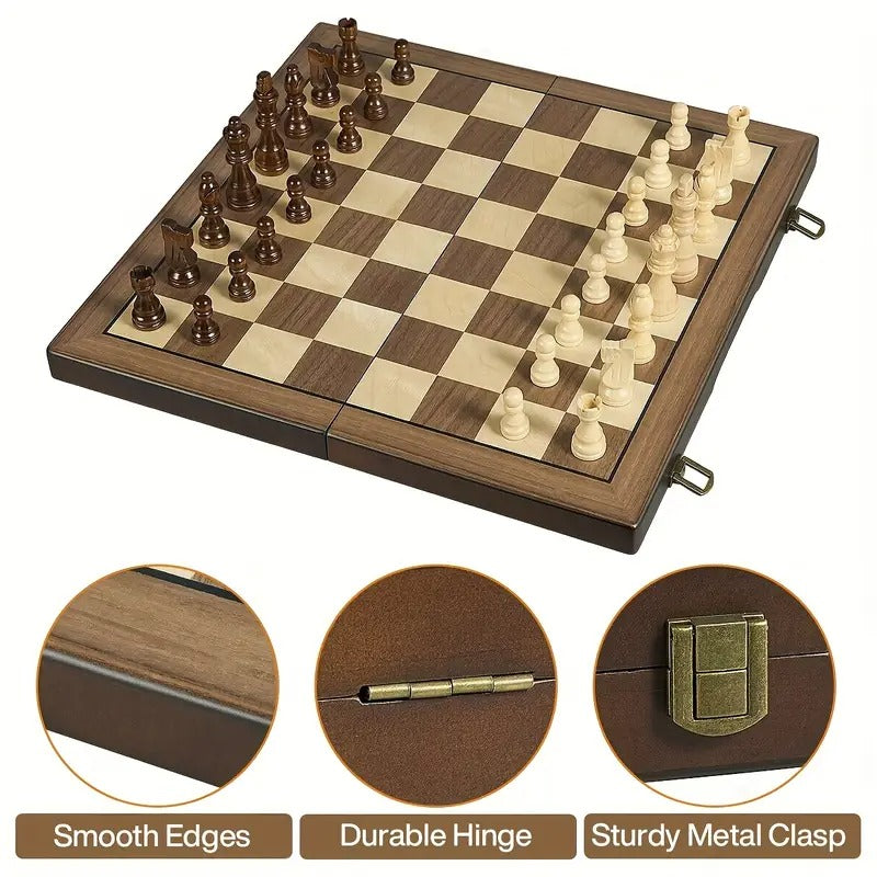 portable foldable 15 magnetic wooden chess set 2 extra - Temu